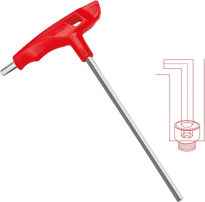 WISEUP 8mm t handle allen wrench set Metric,CR-V heavy duty hex key set with long arm - Image 1